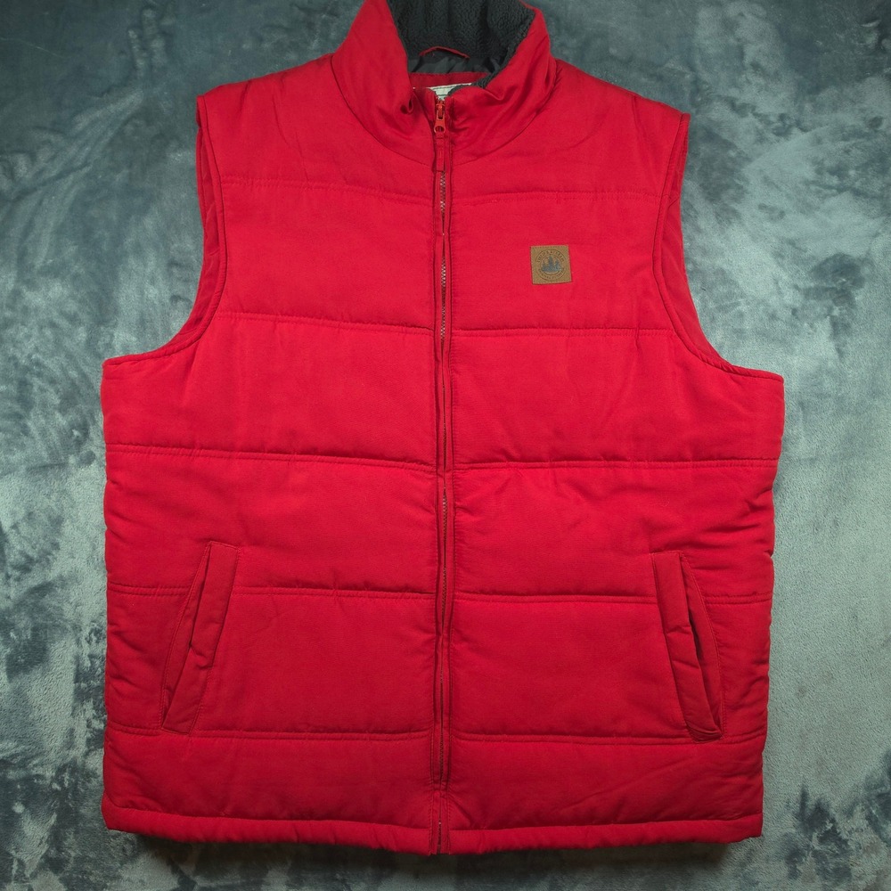 Field & Stream Mens Red Puffer Vest Quilted Full Zip Sleeveless Jacket XL